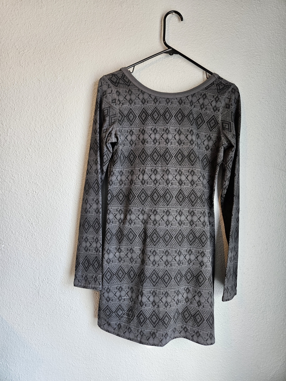 Billabong Geometric Aztec Print Long Sleeve Scoop Neck Mini Dress Large L